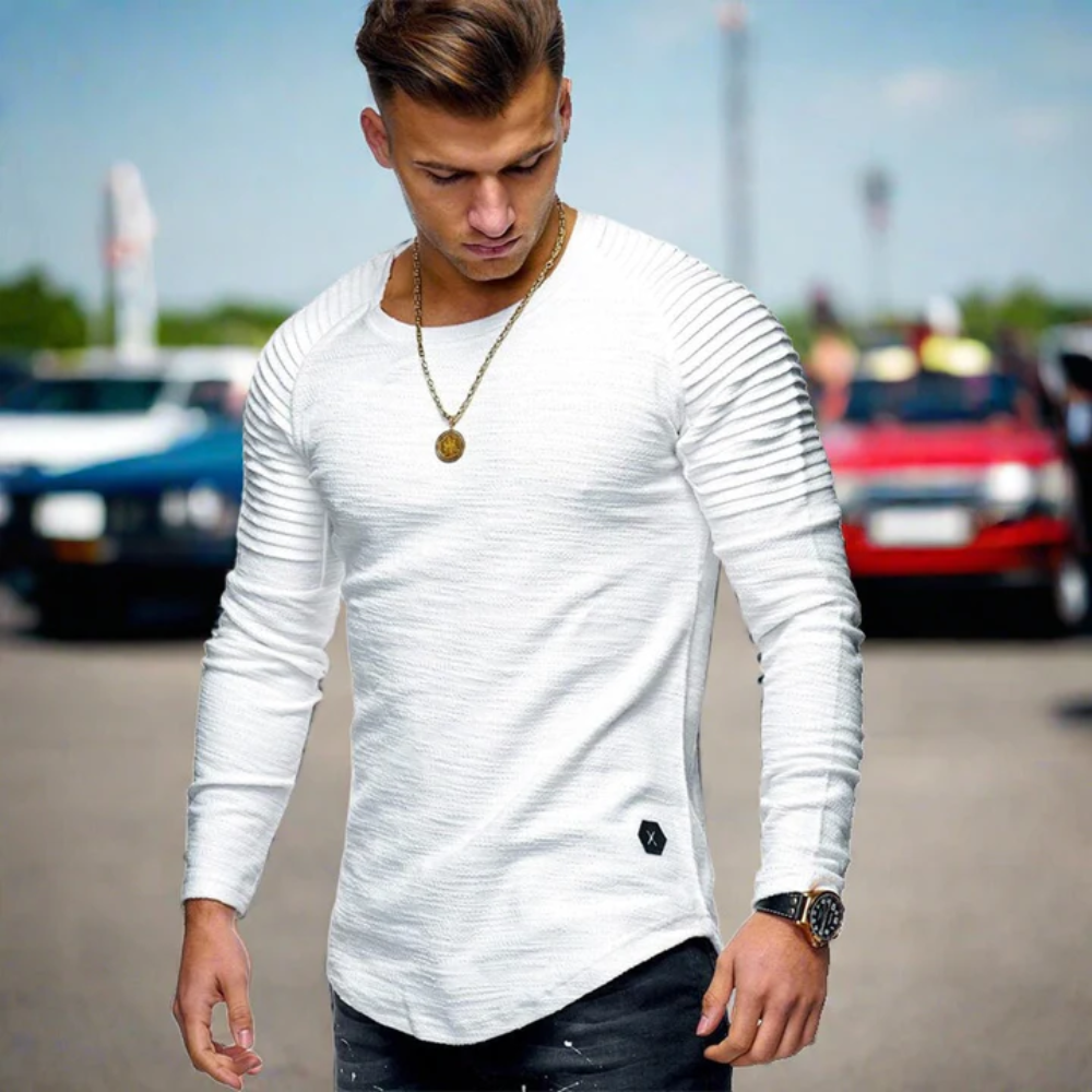 Levoire | Confortable Sweatshirt À Manches Longues Slim Fit Col Rond Blanc