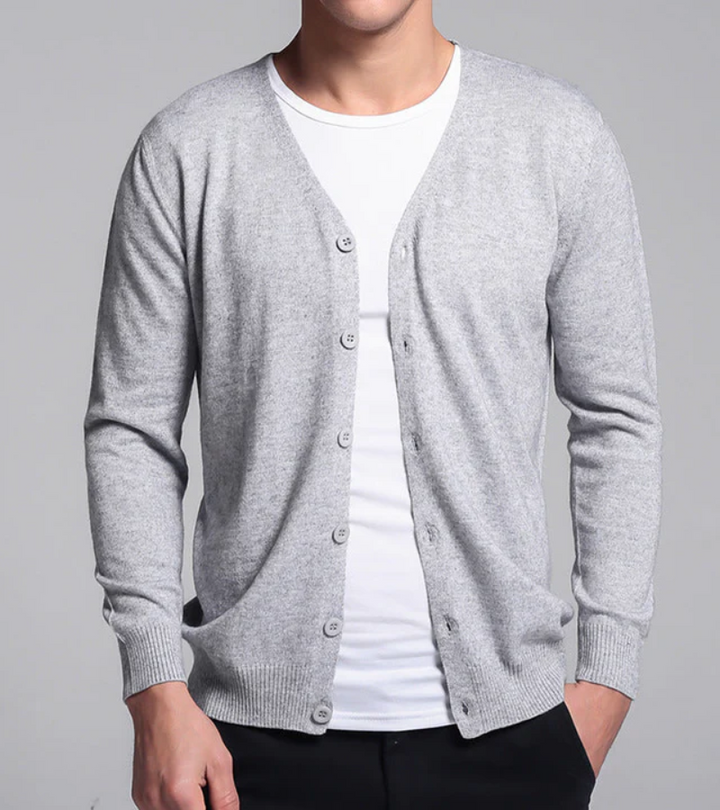 Levoire | Chemise chaude slim fit à col en V boutonnée Gris clair
