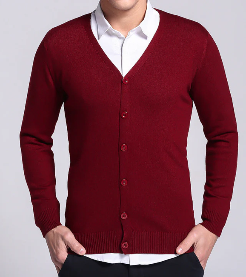 Levoire | Chemise chaude slim fit à col en V boutonnée Rot