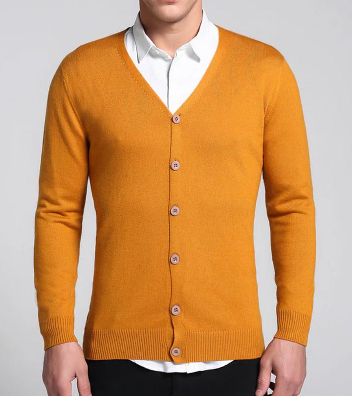 Levoire | Chemise chaude slim fit à col en V boutonnée Jaune