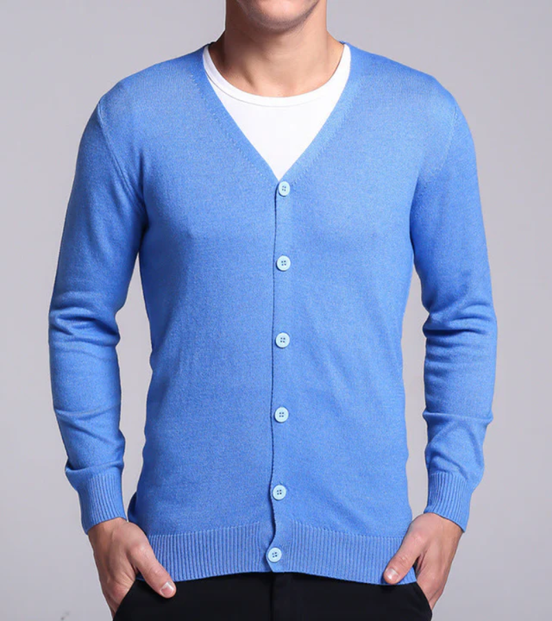 Levoire | Chemise chaude slim fit à col en V boutonnée Bleu