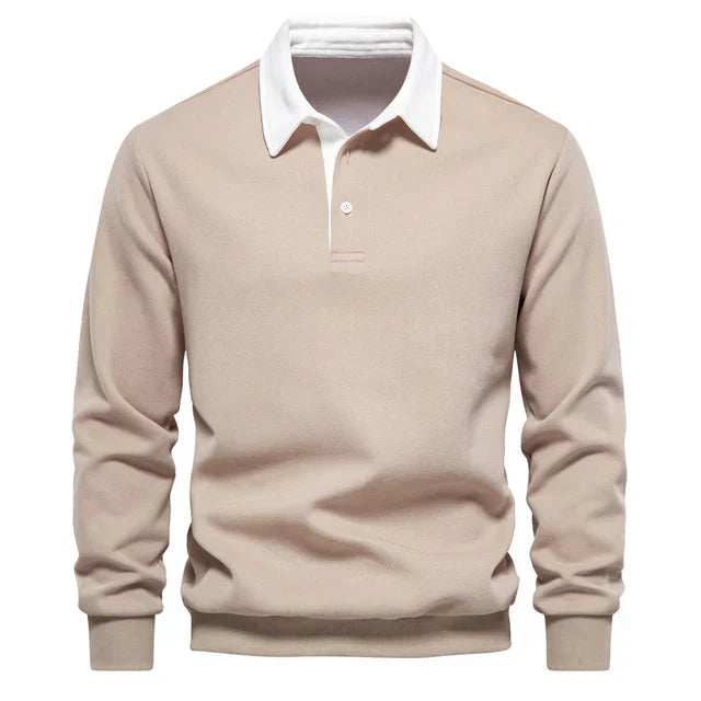 Levoire | Polo À Manches Longues Avec Col Polo Classique Pour Les Loisirs Et La Vie Quotidienne Khaki