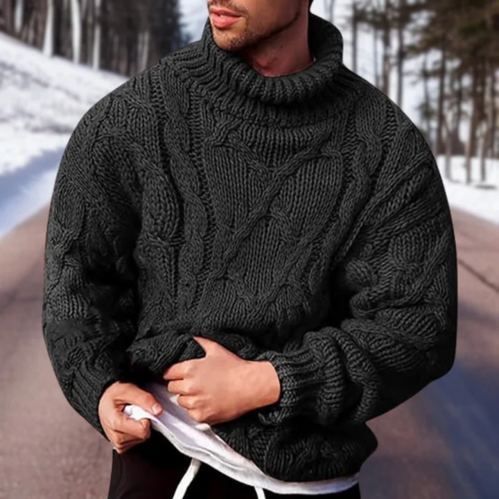Levoire | Pull en laine chaud à col roulé loose fit Noir