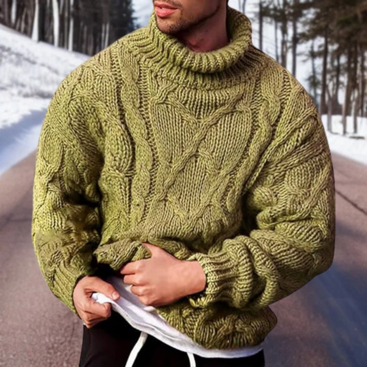 Levoire | Pull Chaud À Manches Longues Coupe Ample Col Haut Pull En Tricot Vert