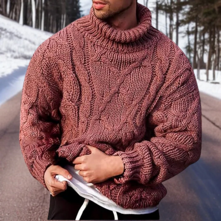 Levoire | Pull Chaud À Manches Longues Coupe Ample Col Haut Pull En Tricot Rosa