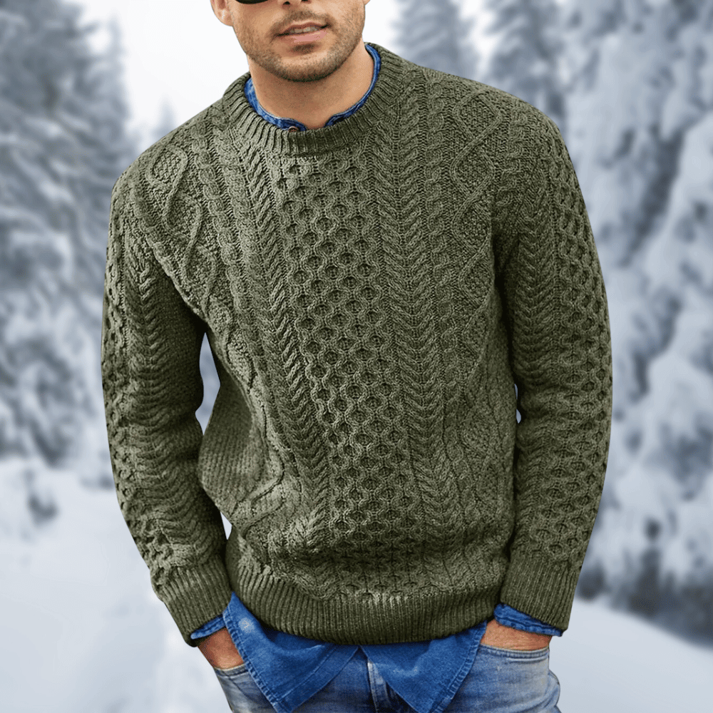 Levoire | Chemise à Manches Longues Confortable Col Rond Vert