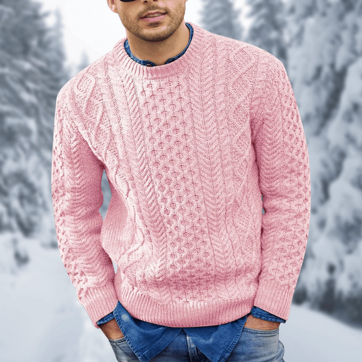 Levoire | Chemise à Manches Longues Confortable Col Rond Rosa