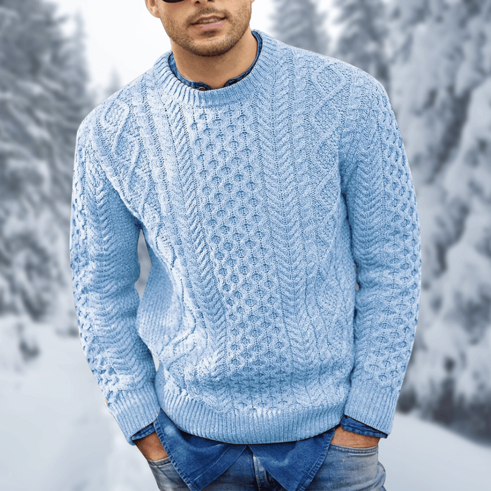 Levoire | Chemise à Manches Longues Confortable Col Rond Bleu