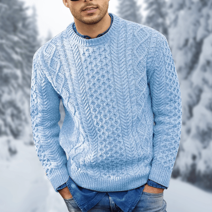 Levoire | Chemise à Manches Longues Confortable Col Rond Bleu