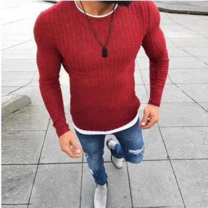 Levoire | Coupe Slim Manches Longues Col Rond Sweatshirt Rot