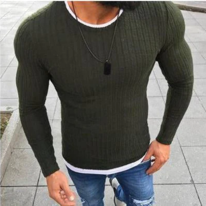 Levoire | Coupe Slim Manches Longues Col Rond Sweatshirt Vert