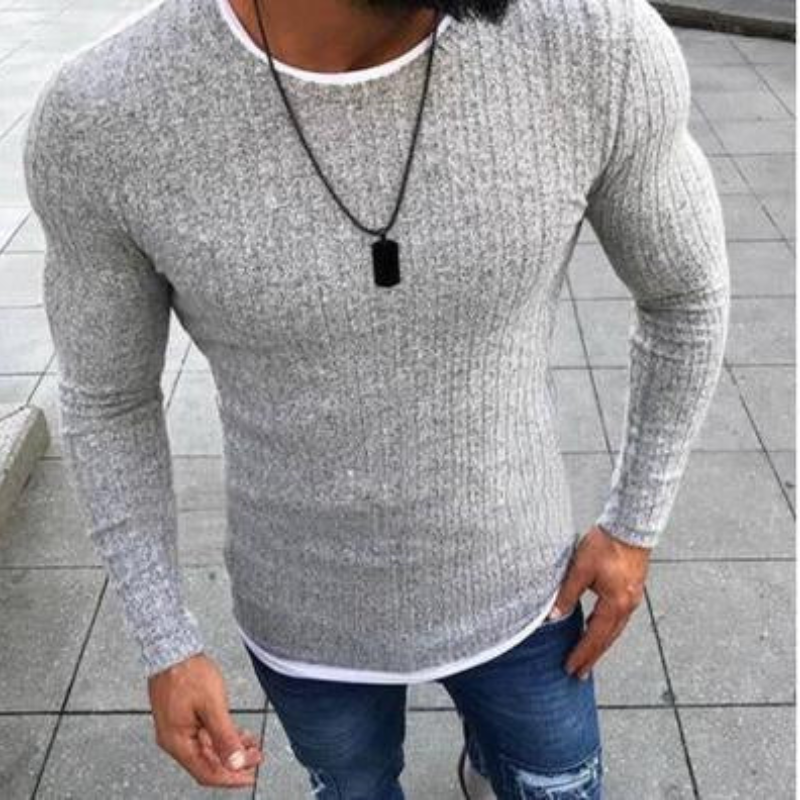 Levoire | Coupe Slim Manches Longues Col Rond Sweatshirt Gris