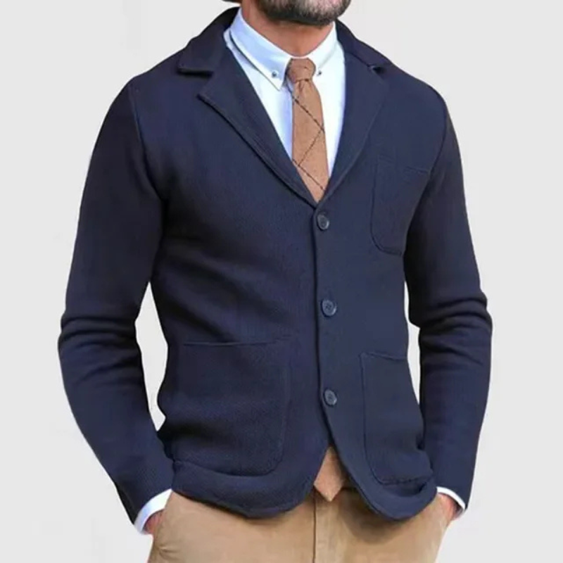 Levoire | Gilet à manches longues avec revers, bouton et poches Bleu foncé