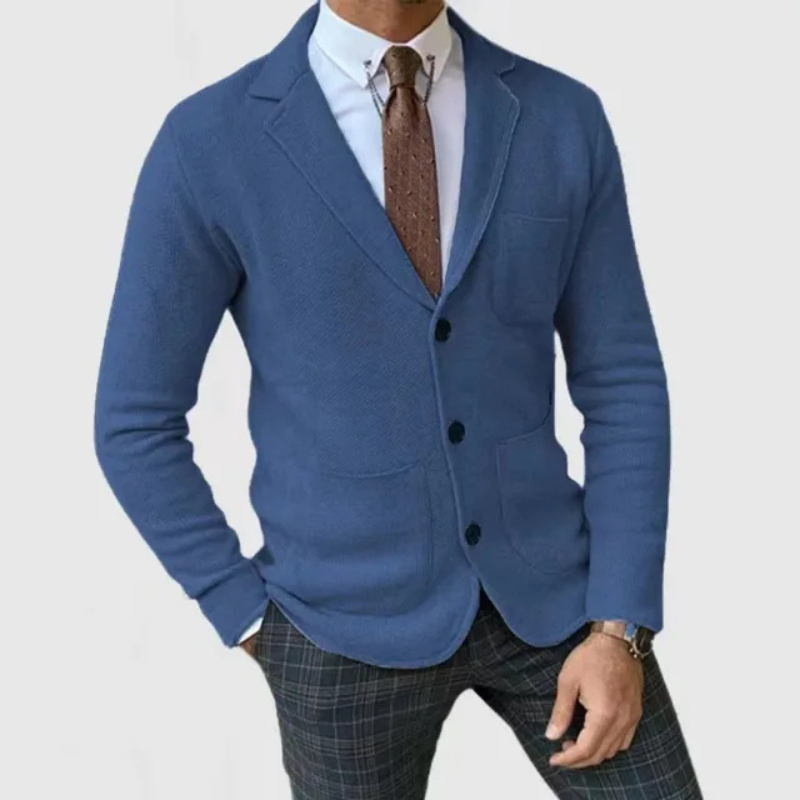 Levoire | Veste À Col Revers Réversible À Manches Longues Avec Boutons Et Poches Bleu
