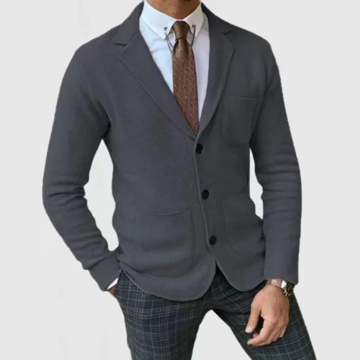 Levoire | Gilet à manches longues avec revers, bouton et poches gris foncé