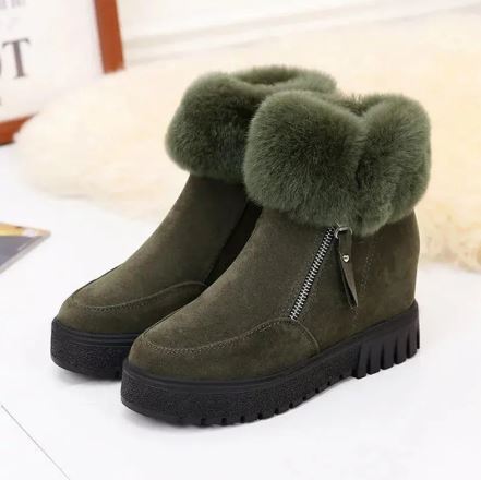 Levoire | Sandales en fourrure à fermeture éclair confortables Vert