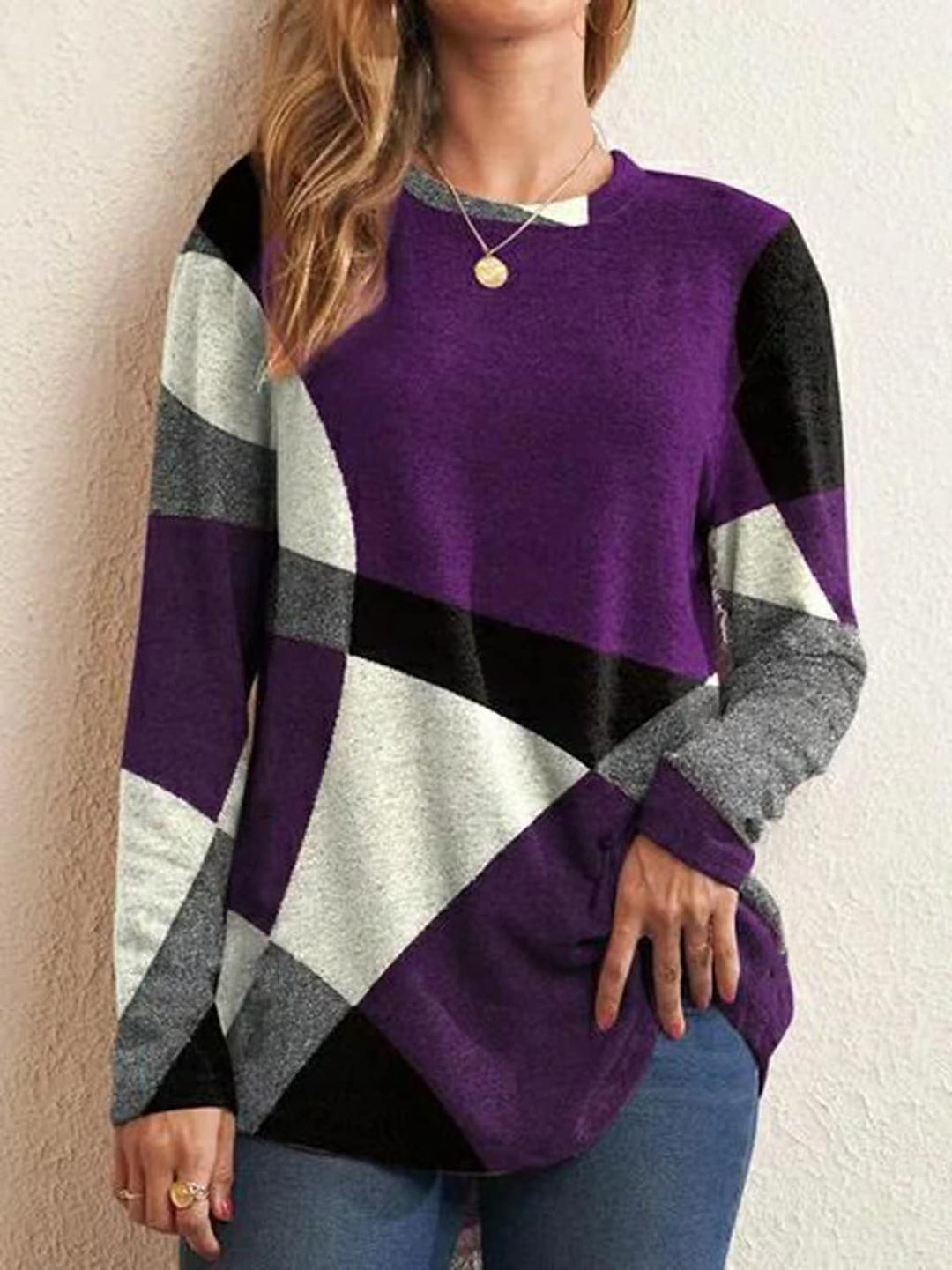 Levoire | Col rond T-shirt à manches longues Patches Lilas