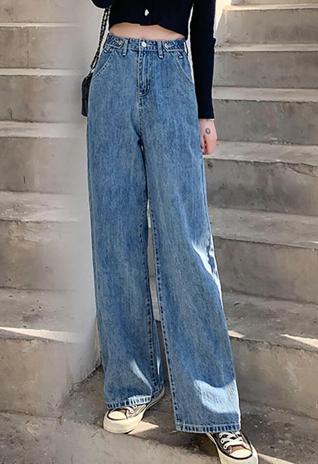 Levoire | Jean Baggy Boyfriend Taille Haute Bleu