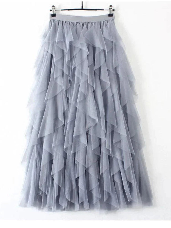 Levoire | Jupe En Tulle Plissé Taille Haute Gris Une taille