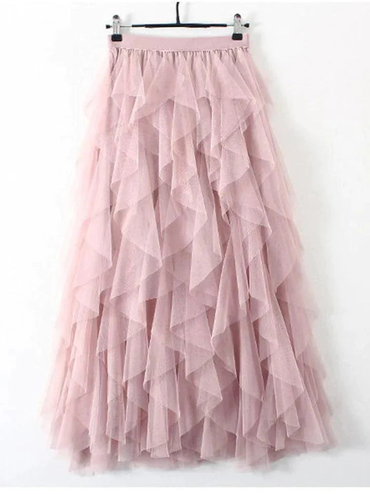 Levoire | Jupe En Tulle Plissé Taille Haute Rosa Une taille