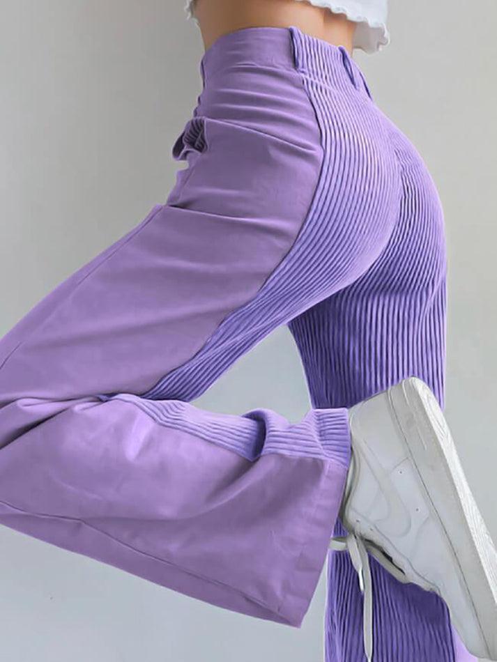 Levoire | Pantalon Large En Velours Côtelé Taille Haute Y2K Lilas