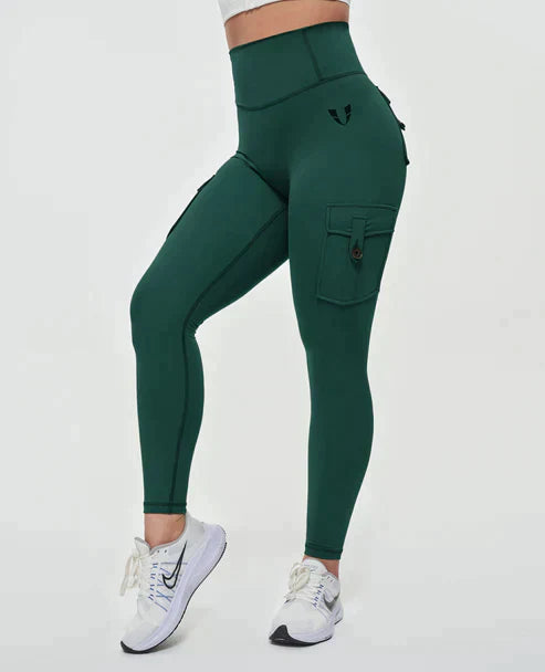 Levoire | Leggings Cargo Taille Haute Vert foncé