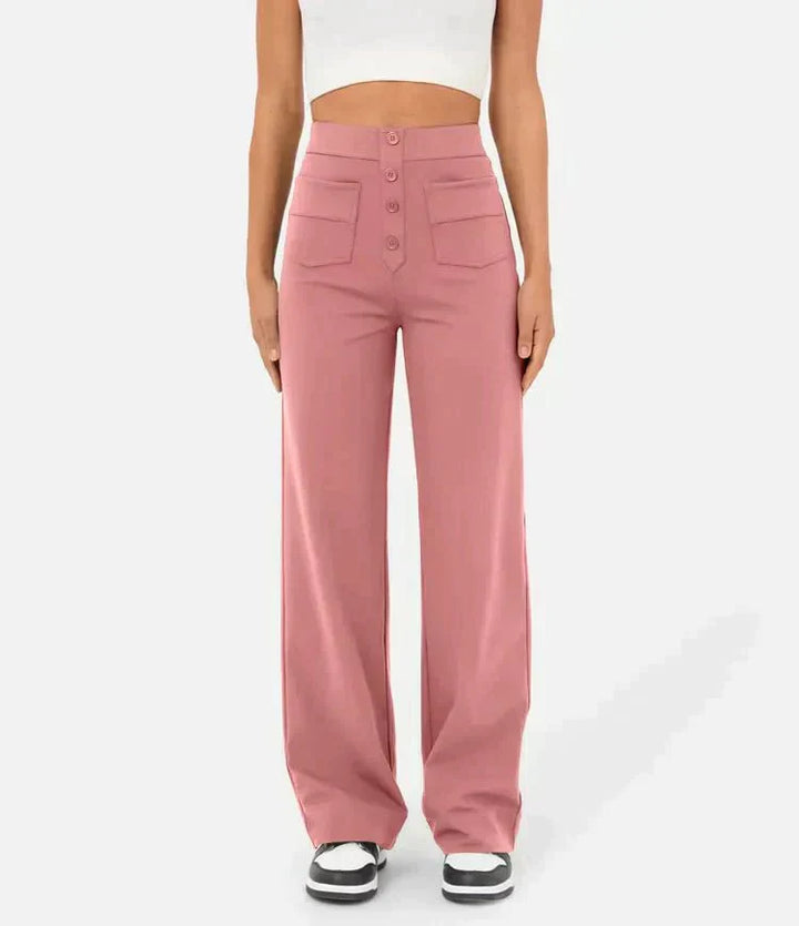 Levoire | Pantalon Taille Haute Avec Boutons Rose