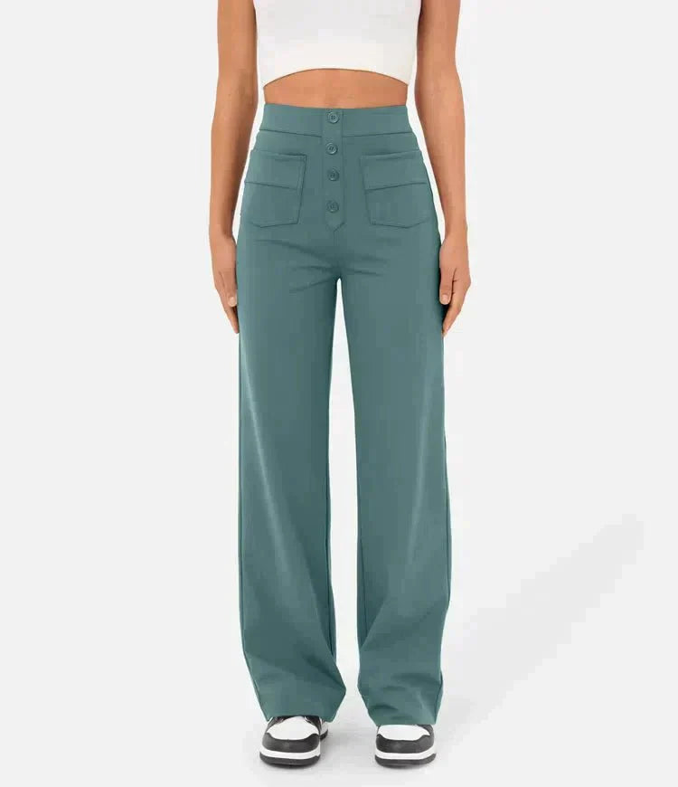Levoire | Pantalons Stretch Taille Haute Vert jade