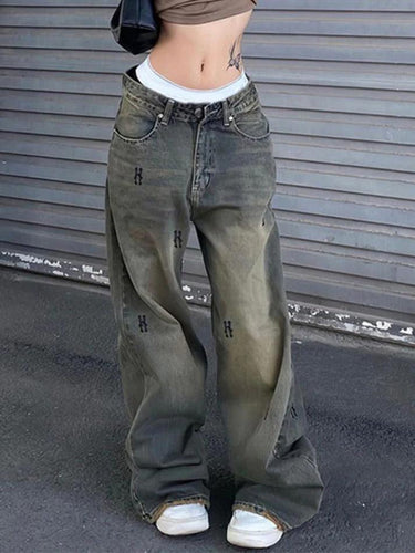 Levoire | Hip Pop Taille Basse Imprimé Boyfriend Jeans
