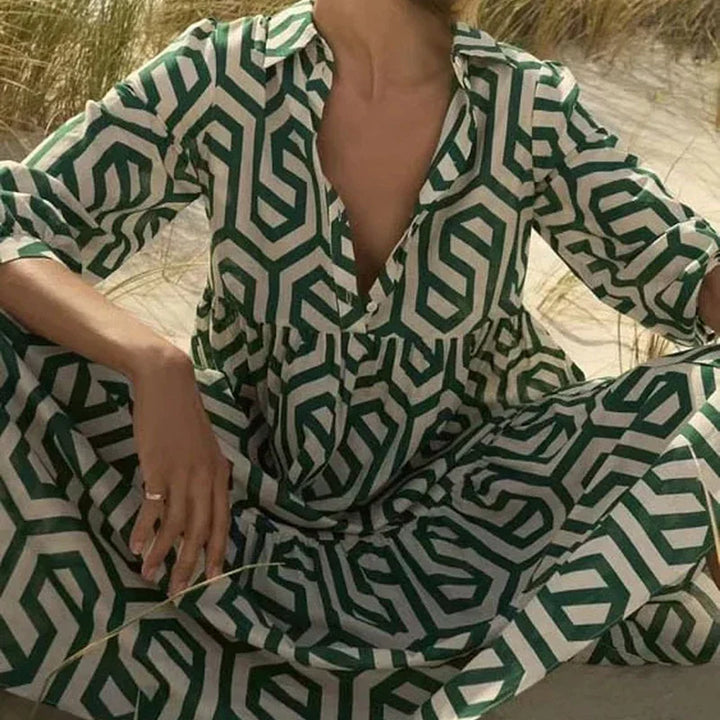 Levoire | Femme Robe à manches longues à motifs géométriques