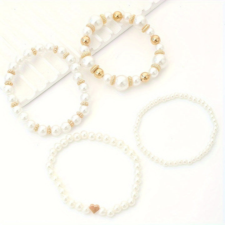 Levoire | Série De 4 Bracelets Élégants En Perles Artificielles Élégance Intemporelle