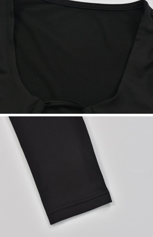 Levoire | Blouse à col en V à manches longues avec lacets creux T-shirt sexy pour femmes