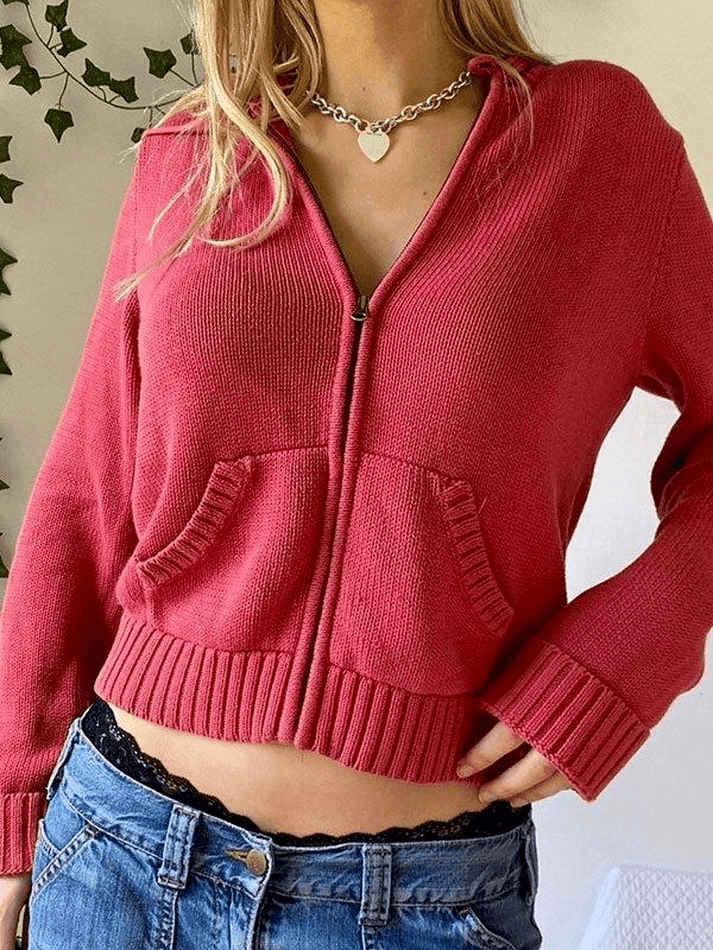 Levoire | Veste En Tricot Cropped À Capuche Rot