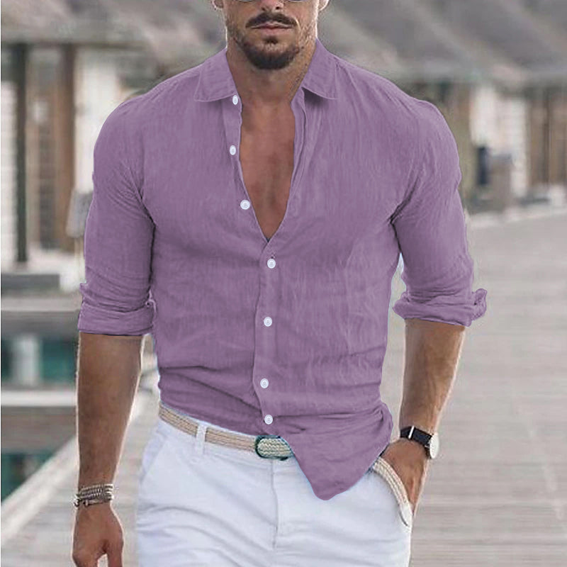 Levoire | Chemise En Lin Pour Hommes lilas