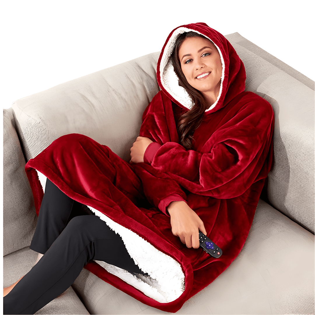 Levoire | Pull à capuche en polaire Sherpa ultra doux couverture confort et chaleur Rot Une taille