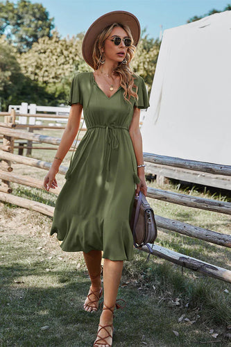 Levoire | Robe Midi À Décolleté En V Et Ceinture À La Taille