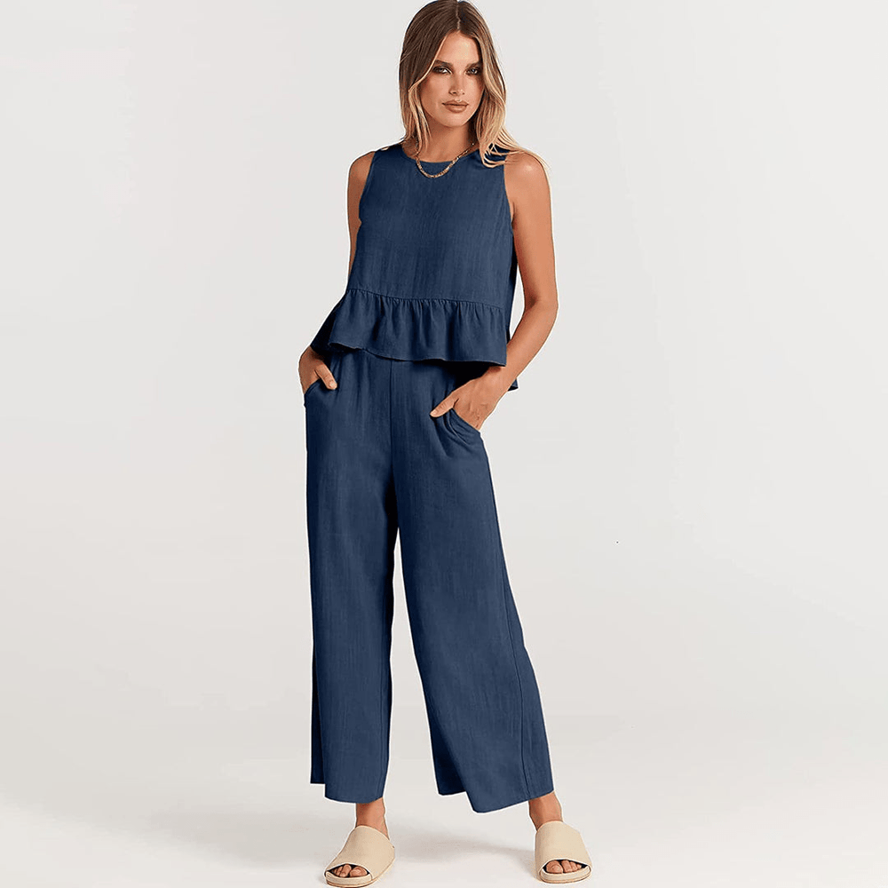 Levoire | Ensemble top sans manches pantalon Bleu marine