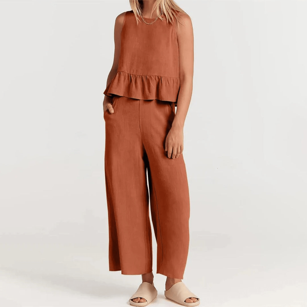 Levoire | Ensemble top sans manches pantalon Orange