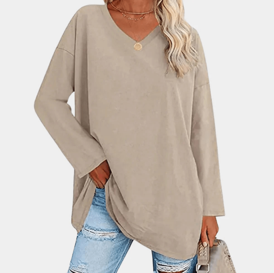 Levoire | Sweat-shirt en tricot décontracté pour femmes Matériau élastique Beige