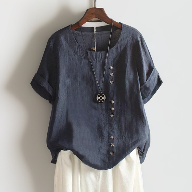 Levoire | Chemise Avec Col Rond Et Boutons Bleu marine