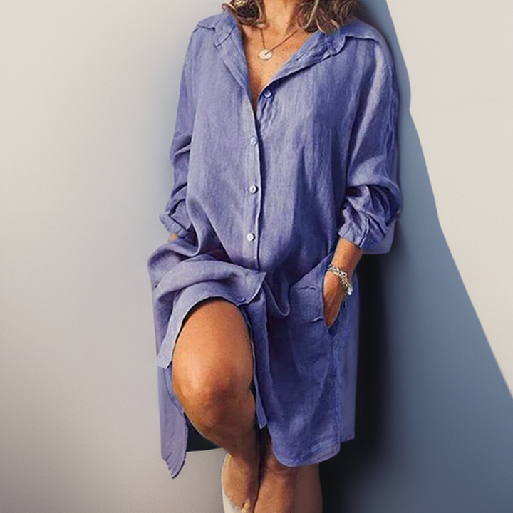Levoire | Robe En Coton Et Lin Bleu