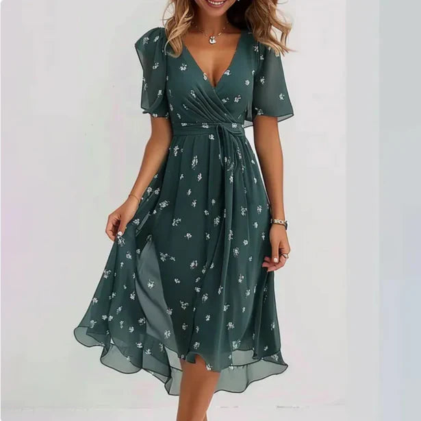 Levoire | Robe Maxi Élégante Décolleté V Vert