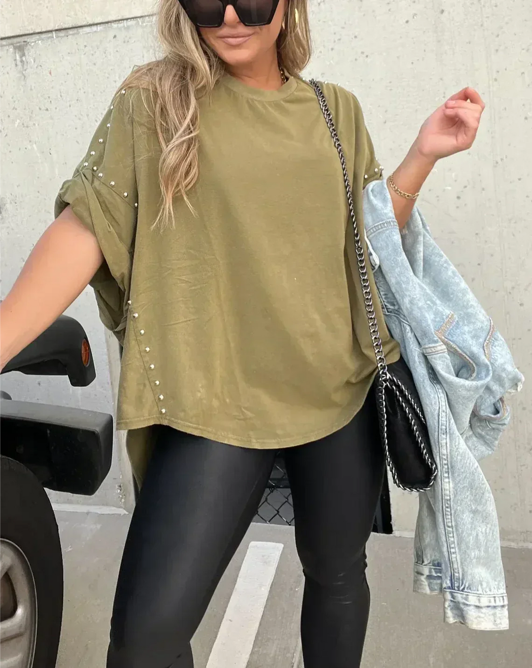 Levoire | T-Shirt Ylisuuria Avec Clous Oliivi - pesté