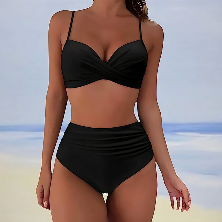 Levoire | Bikini À Imprimé Léopard Taille Haute Pour Femmes Noir