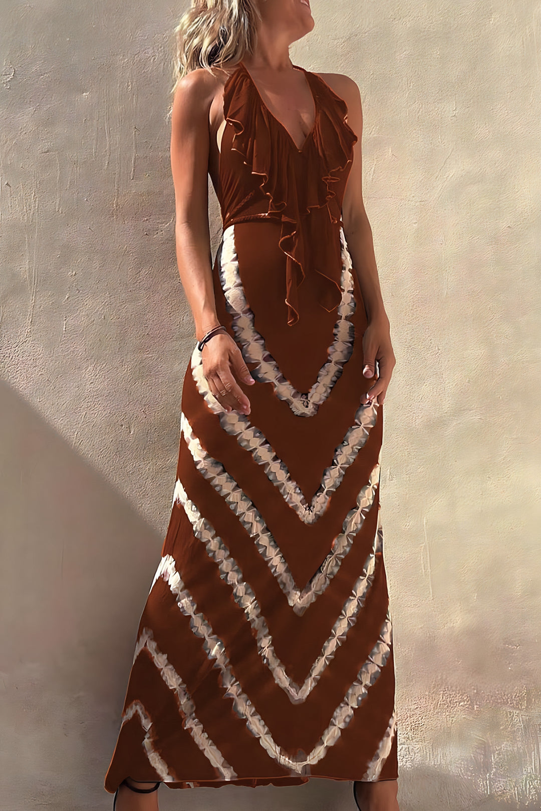 Levoire | Robe Maxi Sans Manches Avec Décolleté En V Brun foncé
