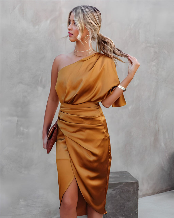Levoire | Robe De Soirée Élégante À Épaule Dénudée Orange