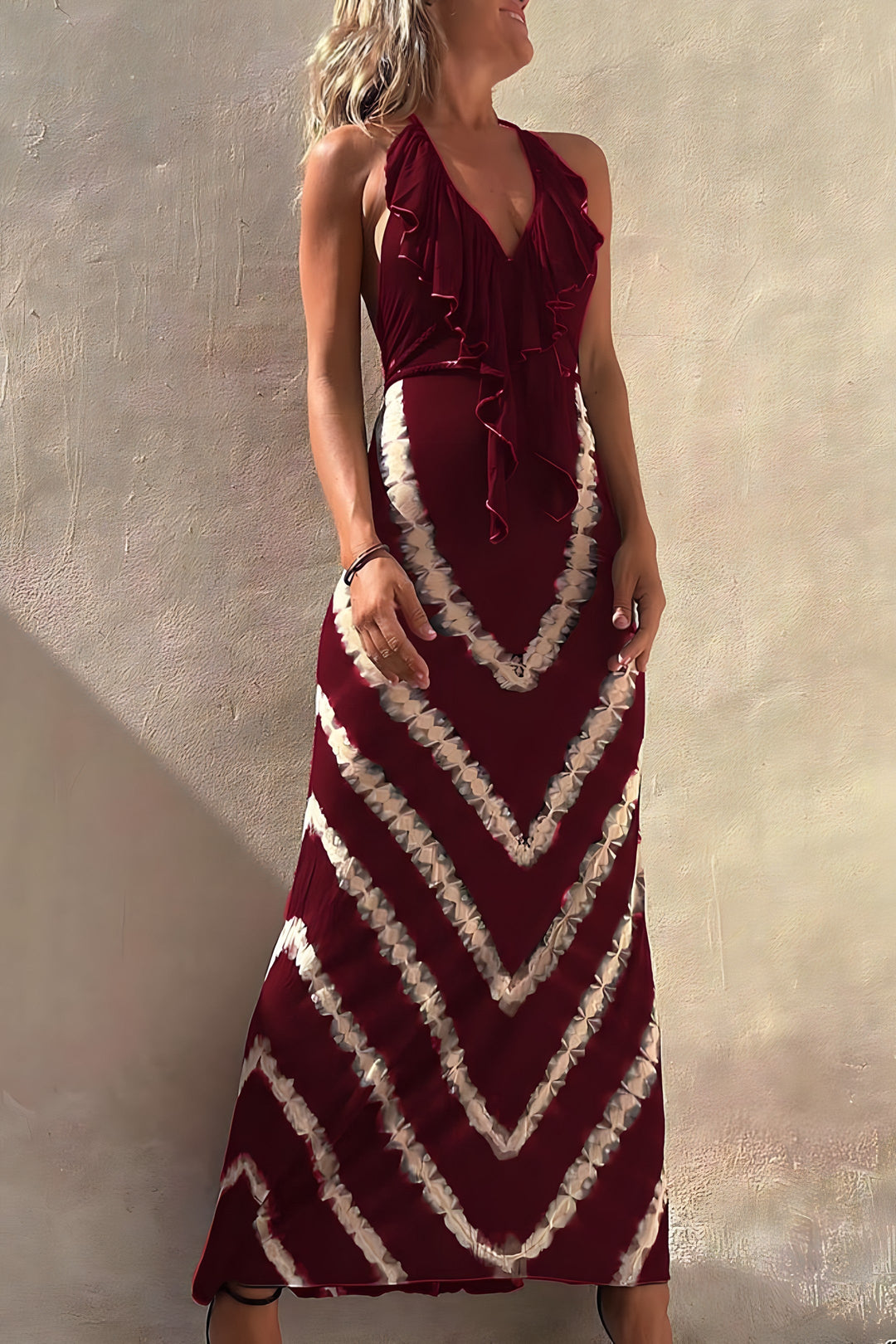 Levoire | Robe Maxi Sans Manches Avec Décolleté En V Rouge vin