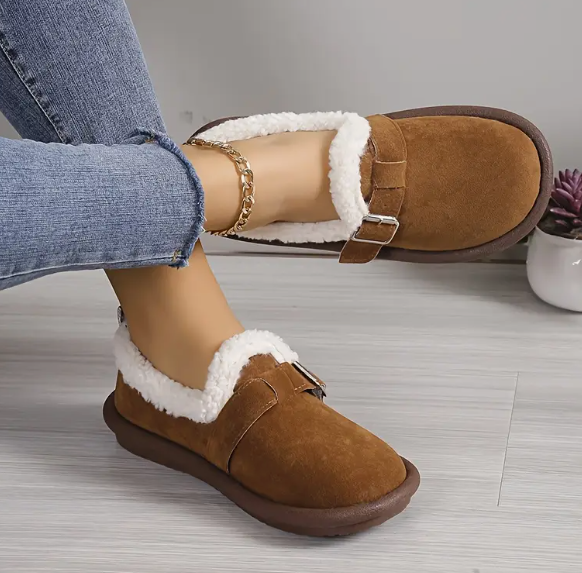 Levoire | Luxe Chaussures Douillettées Avec Boucle Pour Femmes Braun