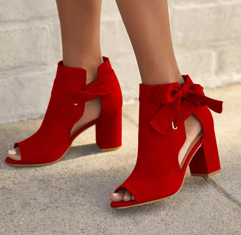 Levoire | Sandales Élégantes À Hauteur Moyenne Et Avec Lacets Pour Femmes Rot