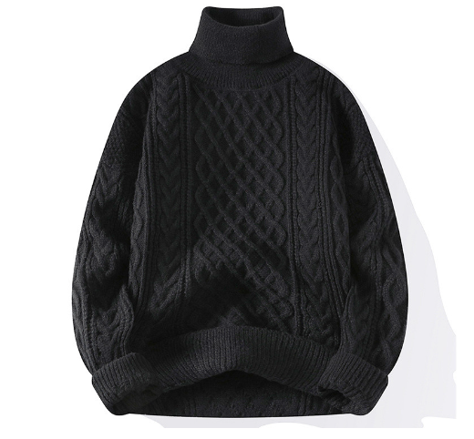 Levoire | Pull À Col Roulé Torsadé Vintage Noir